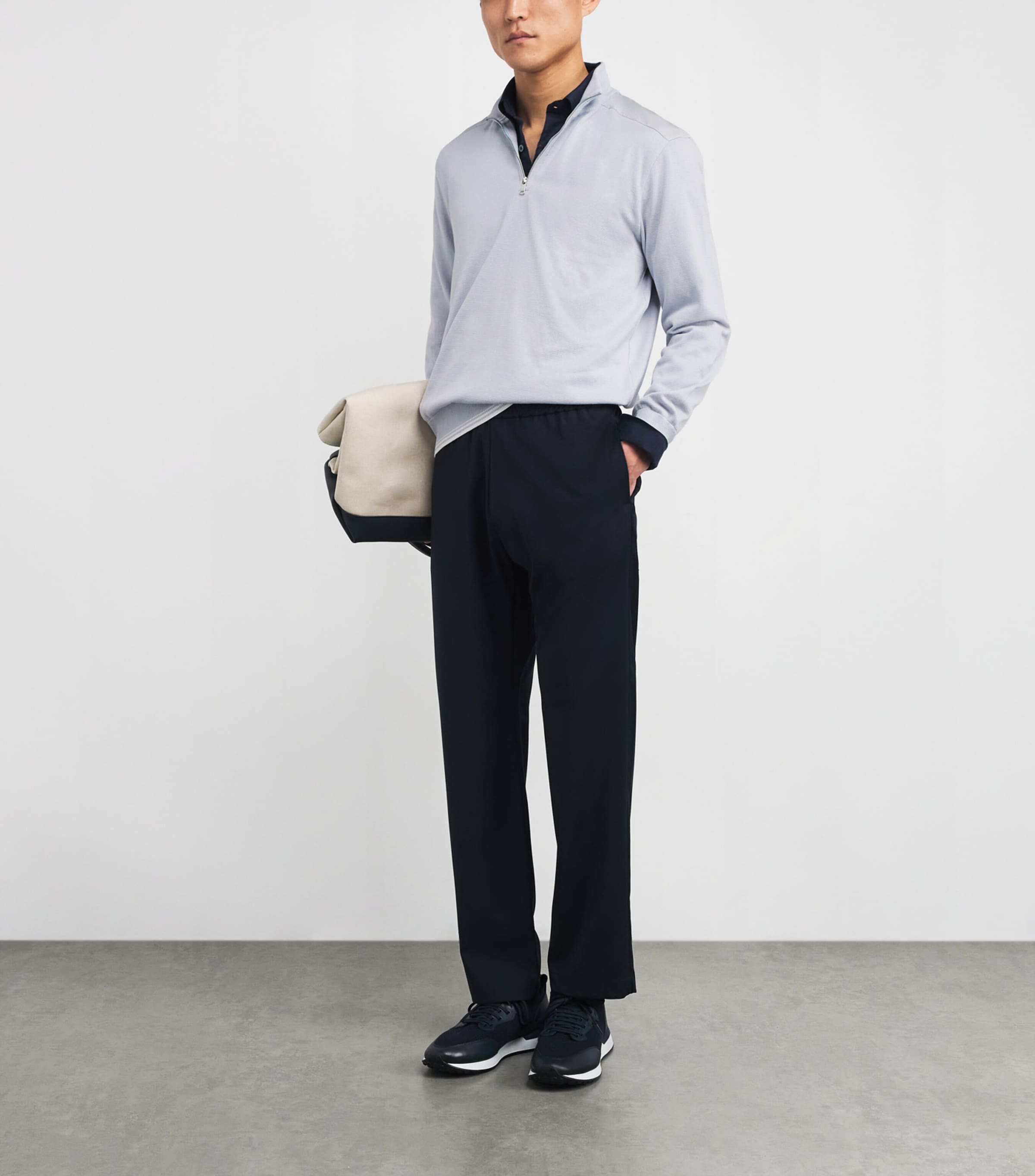 Organic Cashmere Half-Zip Sweater 394 LIGHT BLUE Image 2