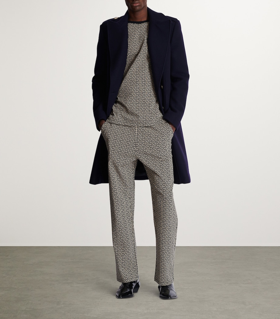 Balmain Mens Jacquard PB Labyrinth Sweatpants Gfe Ivoire/noir Image 3