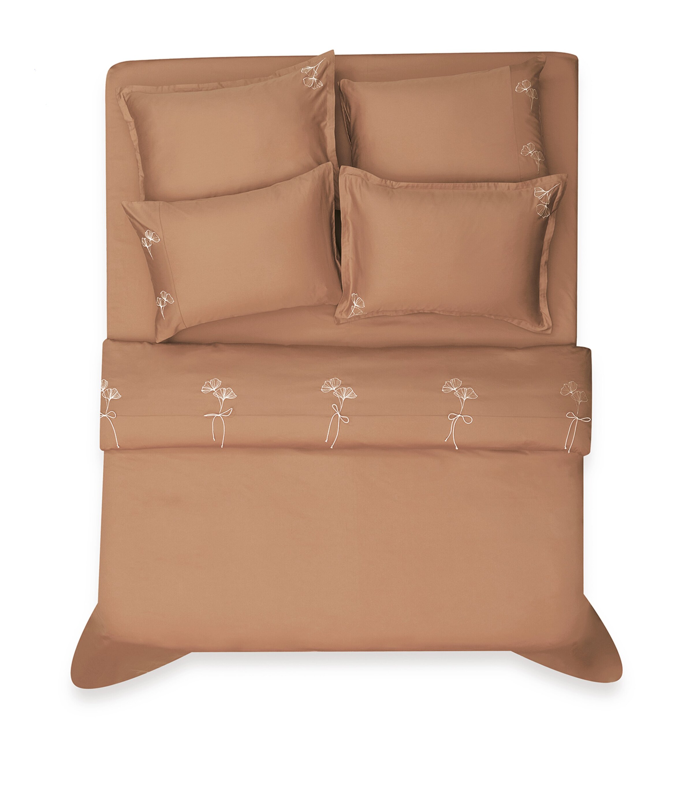 Hamam Organic Cotton Core Blossom Oxford Pillowcase (50cm x 70cm) Caramel Image 2