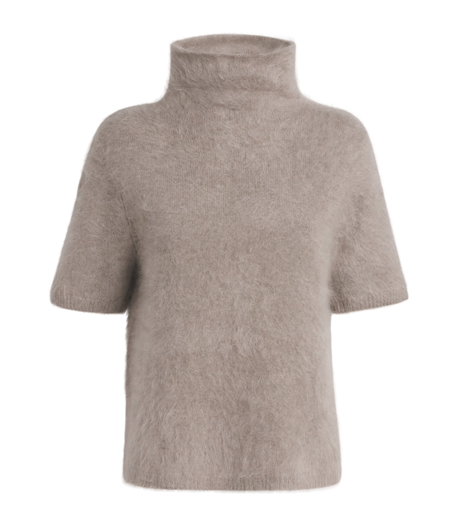 Brushed Cashmere Short-Sleeve Sweater GREIGE Image 1