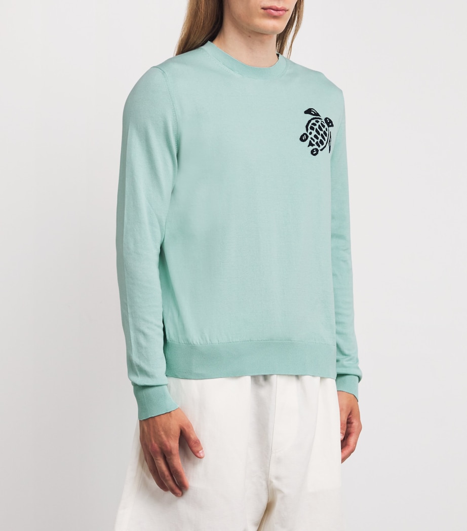 Cotton Turtle Jacquard Sweater 315-PACIFIC Image 3