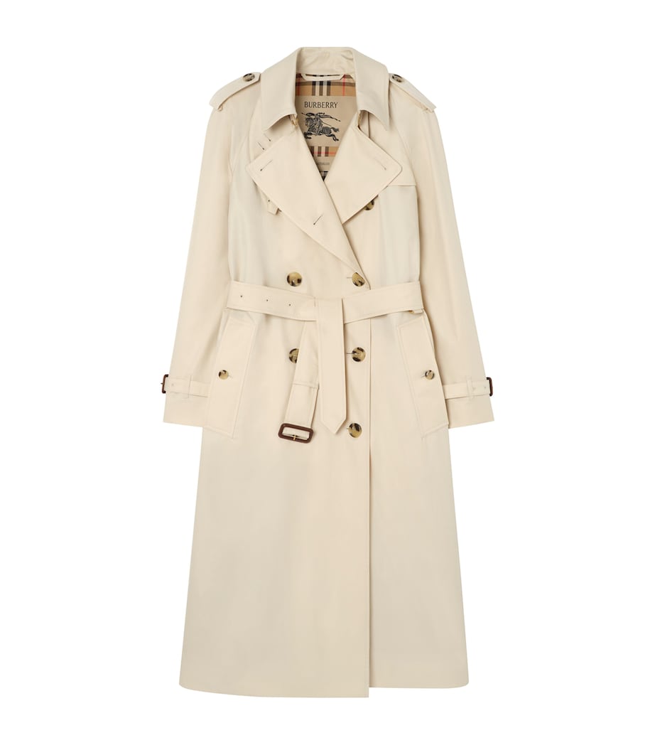 Burberry Womens Gabardine Waterloo Heritage Trench Coat Stone Beige Image 1