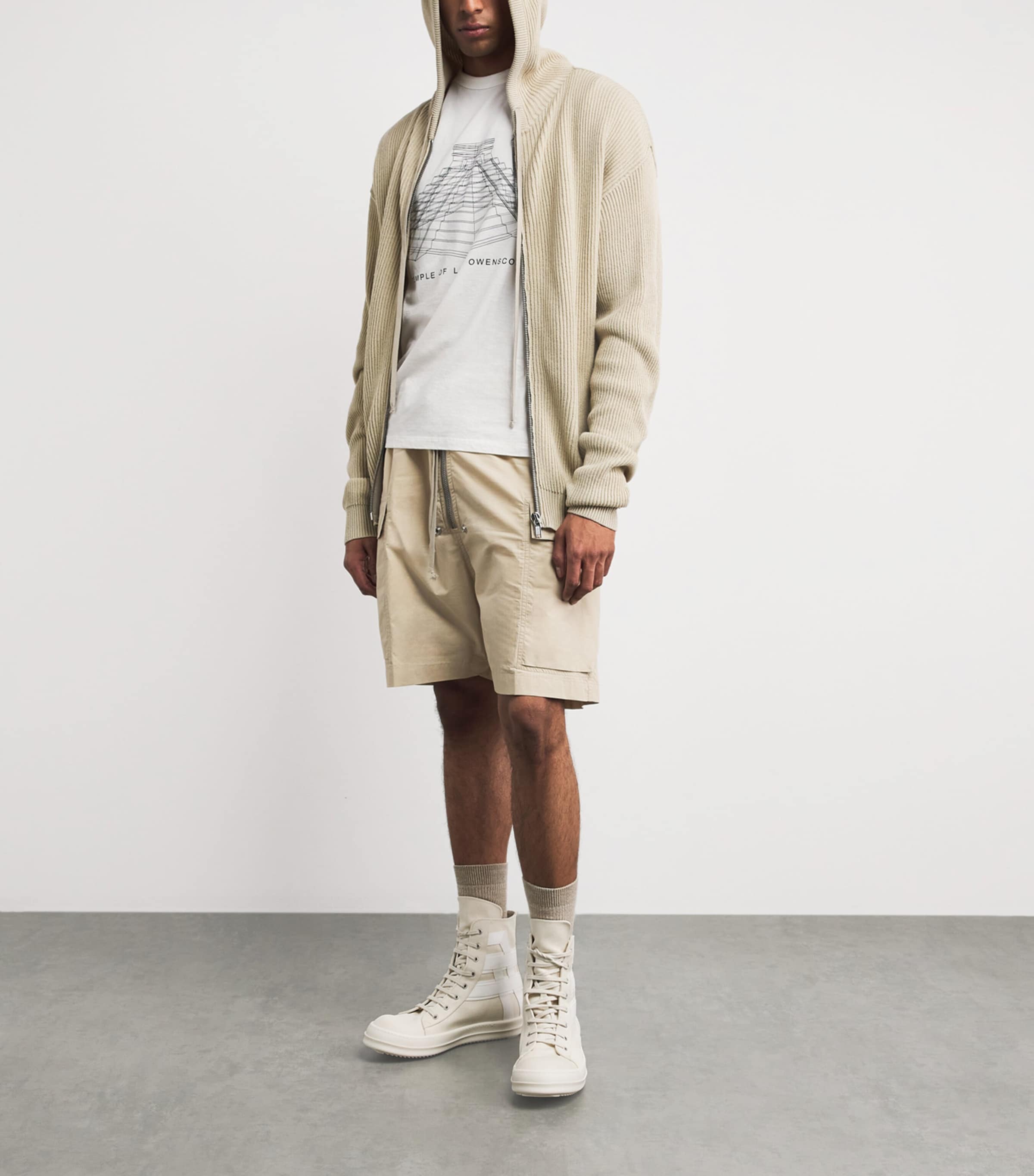 Rick Owens Cotton Canvas High-Top Sneakers All Milk Image 2