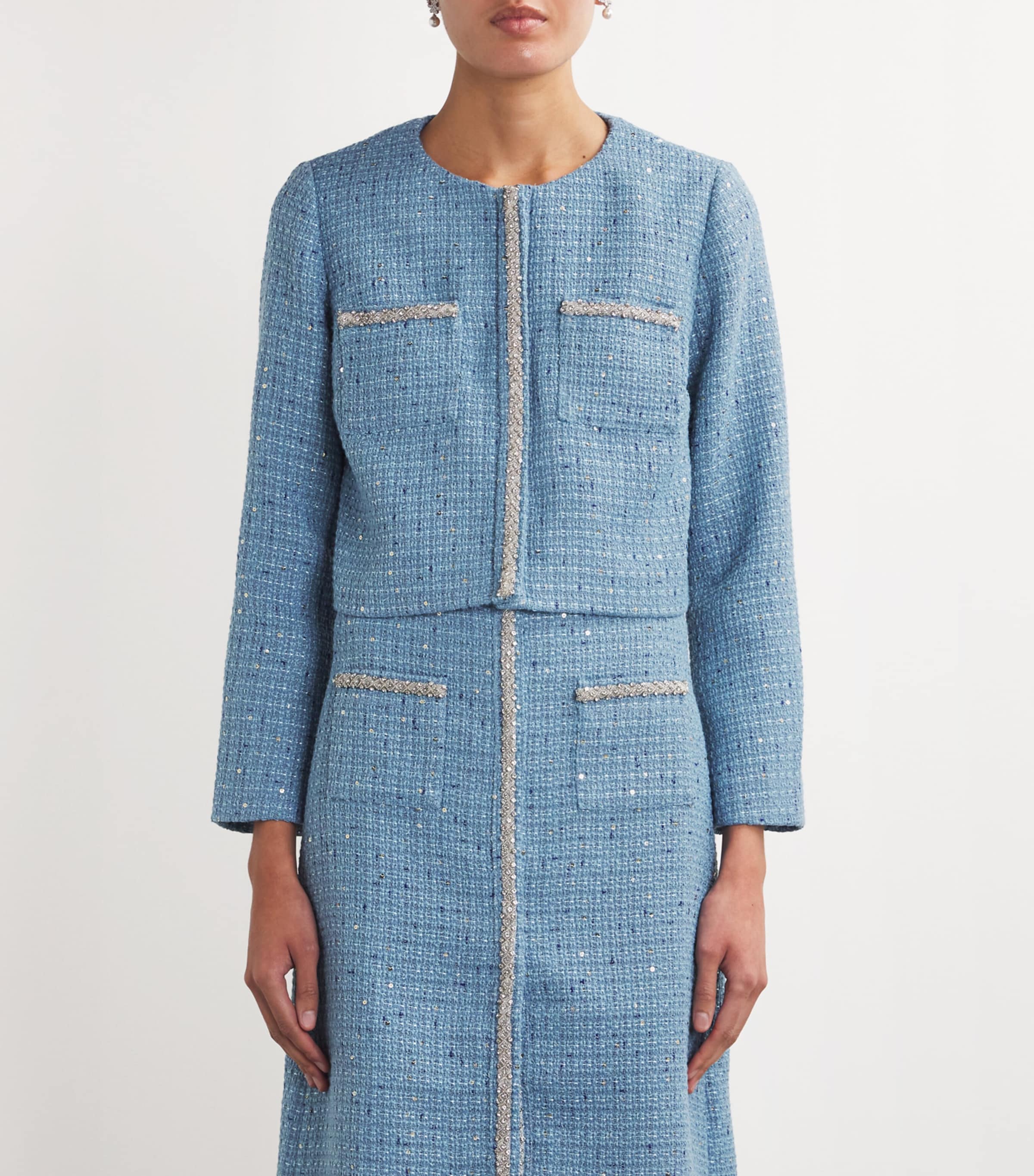 Embellished Tweed Jacket BLUE Image 3