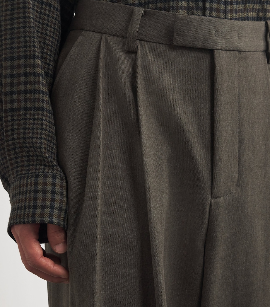 Pleated Wide-Leg Trousers GREYISH KHAKI GK Image 6