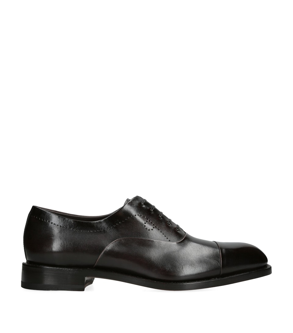 Salvatore Ferragamo Leather Albert Derby Shoes Dark Brown