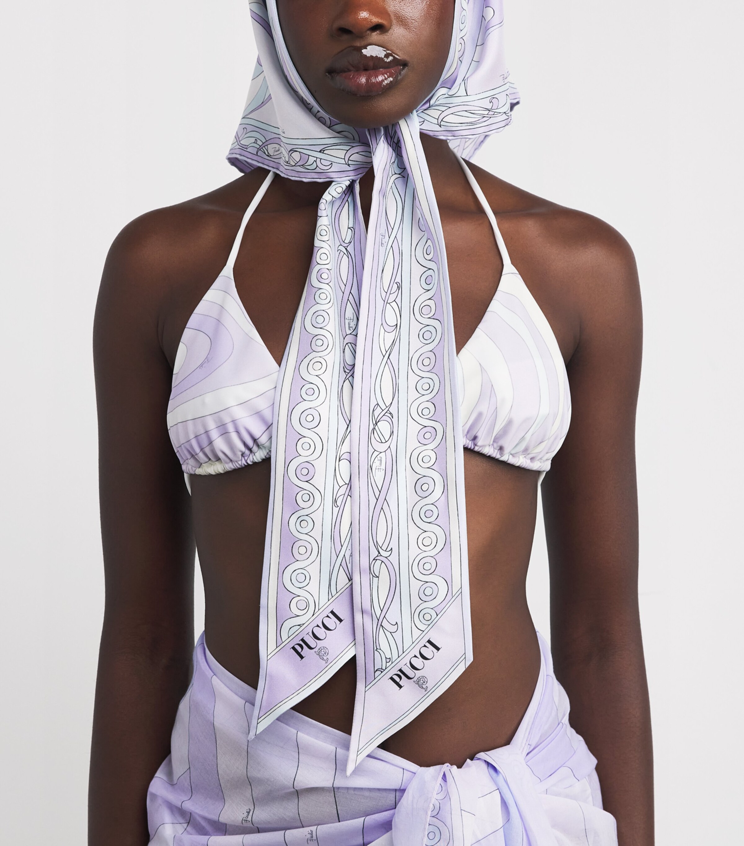 Silk Printed Headscarf 2/LAVANDER Image 3