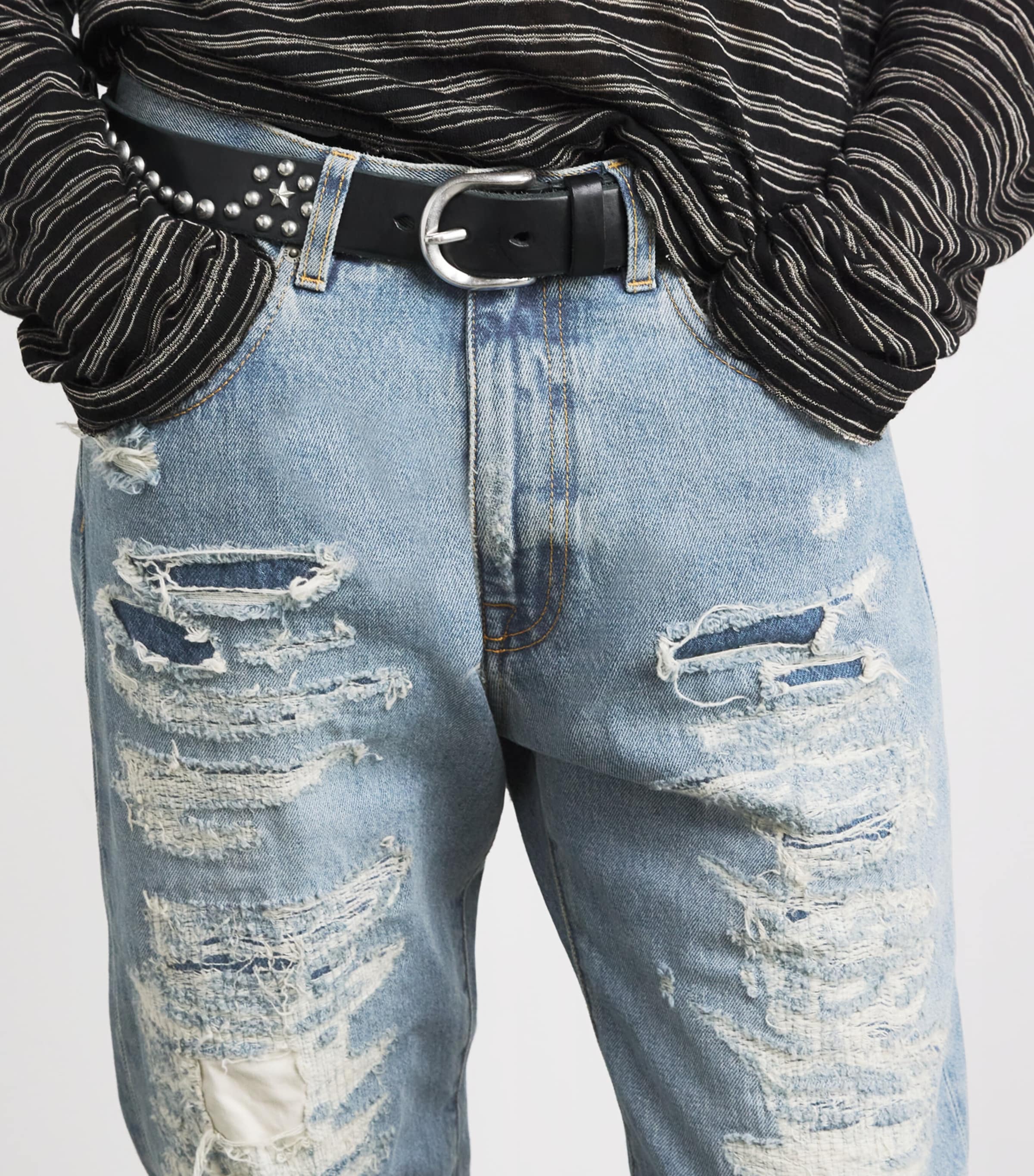 Distressed Loose Jeans REPAIRED DENIM Image 6