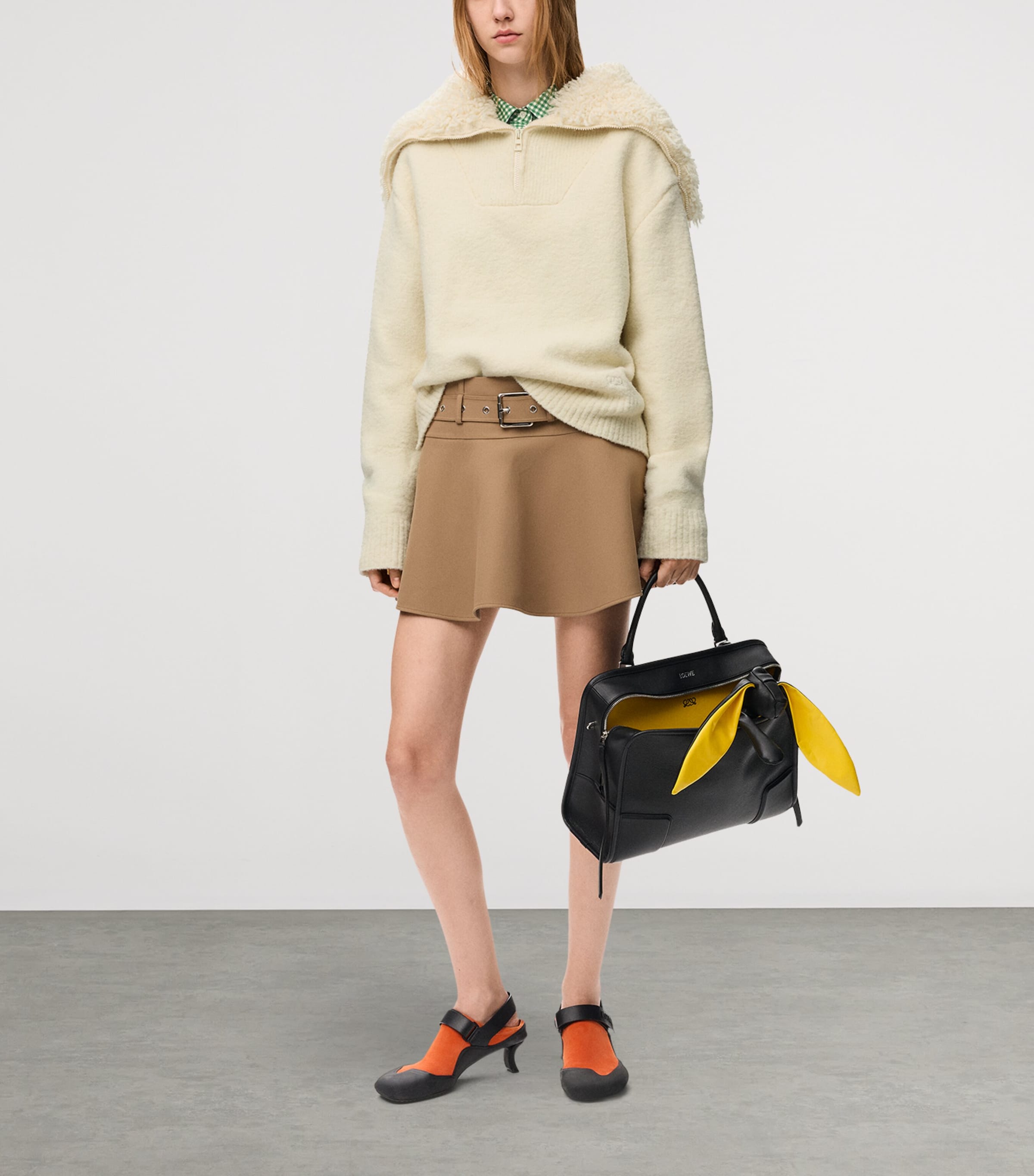 LOEWE Womens Wool-Blend Zip-Up Sweater Ecru Image 2