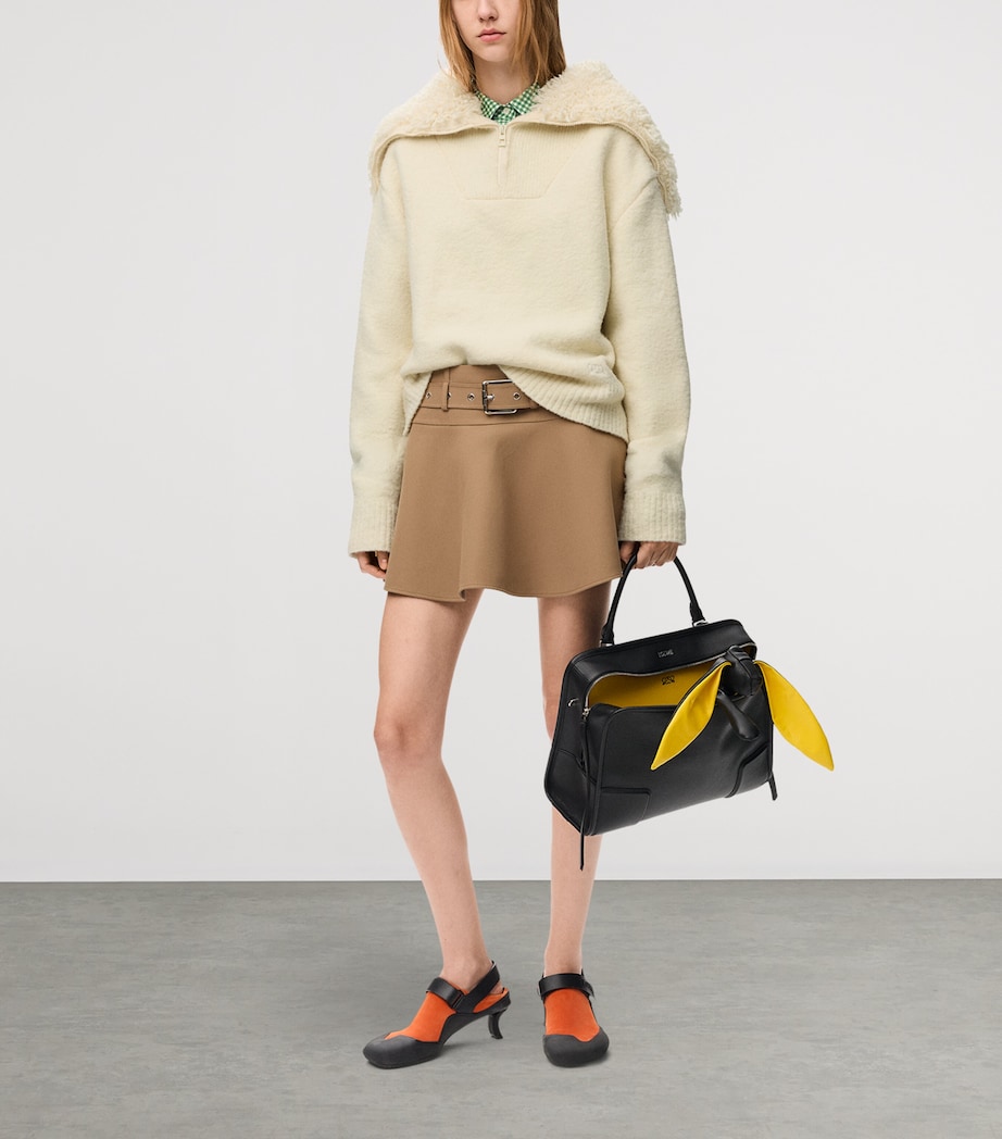 LOEWE Womens Wool-Blend Zip-Up Sweater Ecru Image 2
