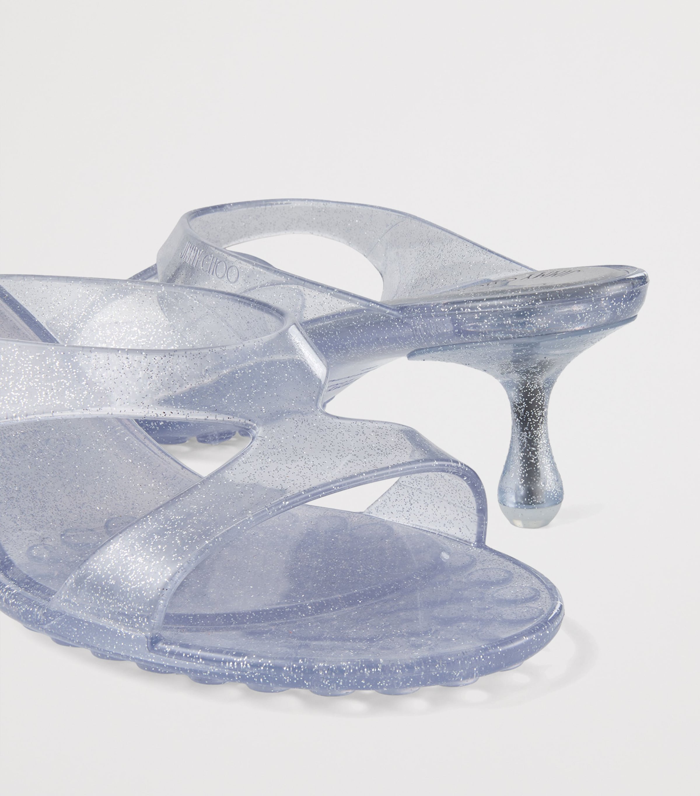 Jimmy Choo Jelly Drop 50 Glitter Heeled Mules Silver Image 5