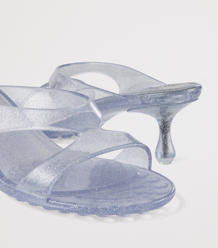 Jimmy Choo Jelly Drop 50 Glitter Heeled Mules Silver Image 5