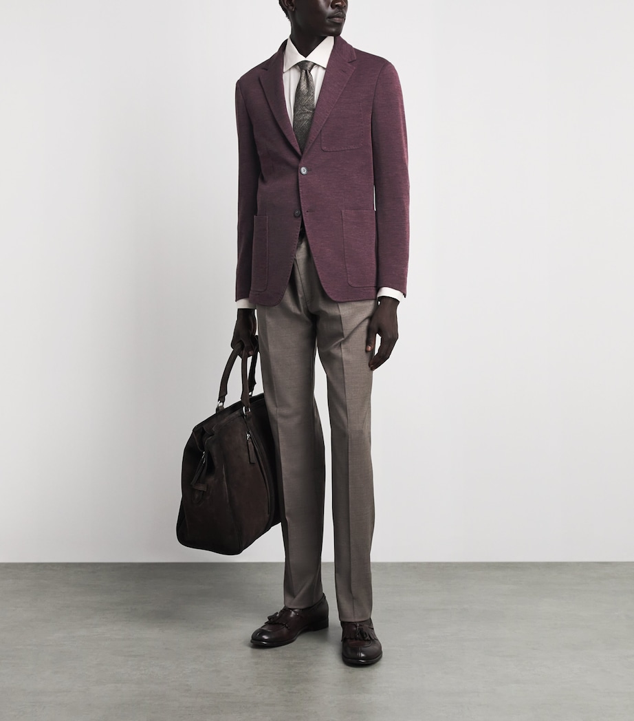 Canali Mens Wool Blazer Burgundy Image 2