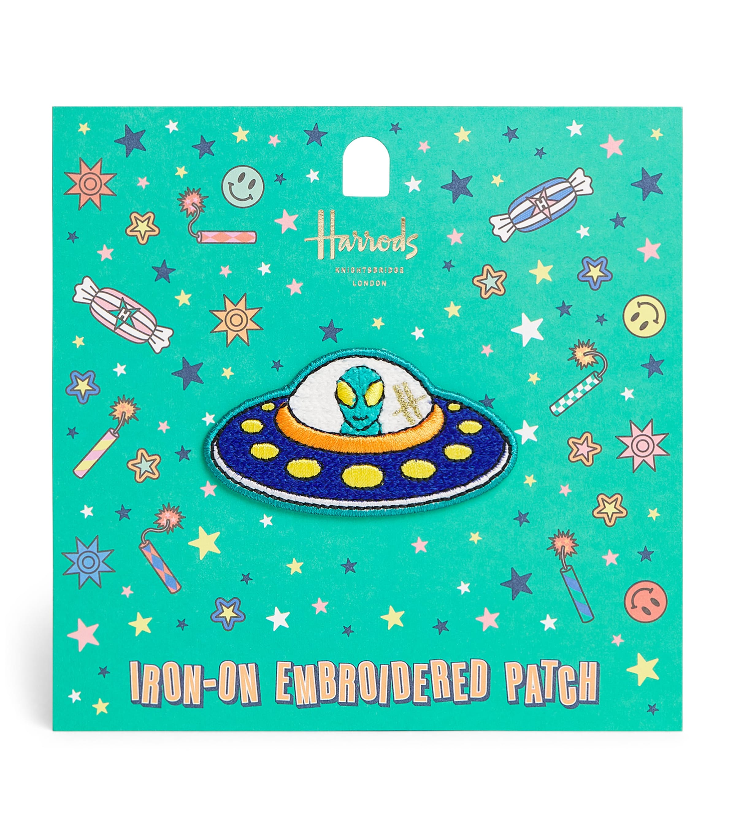 Harrods Pop Rocket Iron-On Alien Embroidered Patch Image 1