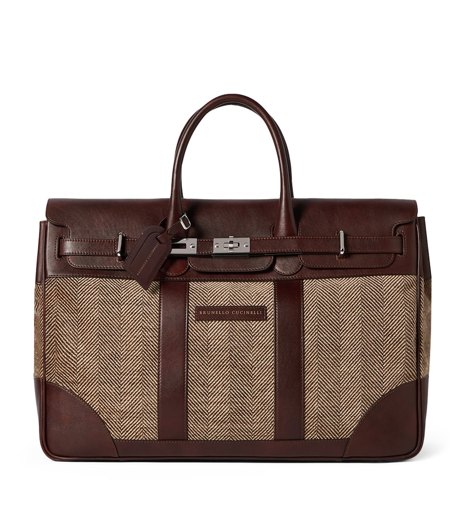 Brunello Cucinelli Leather-Trim Chevron Holdall Image 1