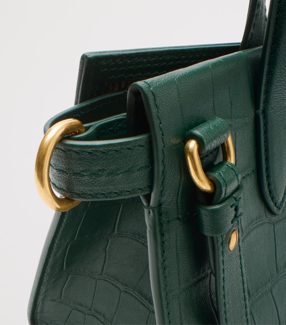 Mini Croc-Embossed Lambskin Cotswolds Tote Bag IVY Image 7