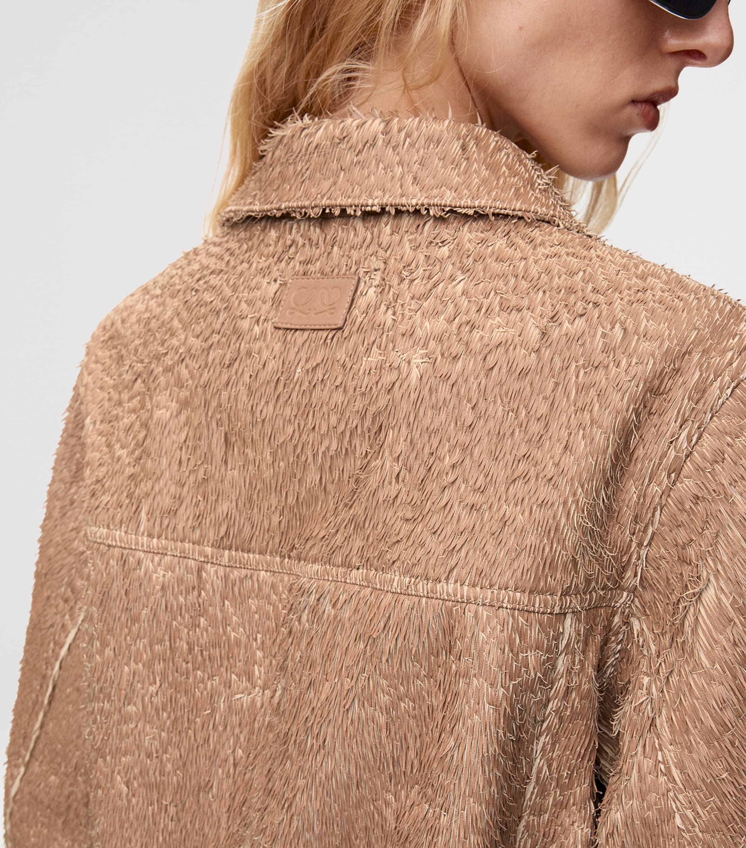 Textured Lambskin Oversized Jacket BEIGE Image 5