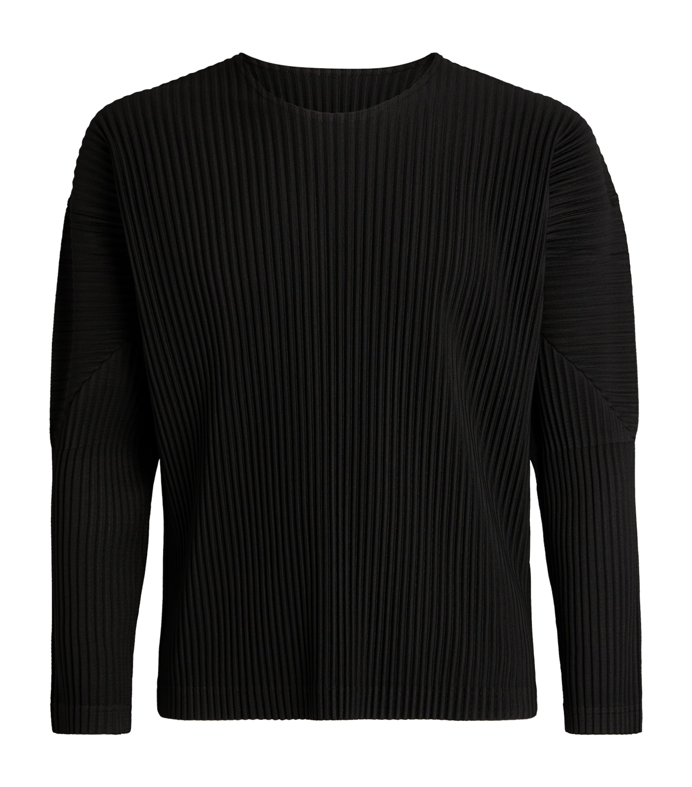 Homme Plissé Issey Miyake Mens Pleated Long-Sleeved Top Black Image 1