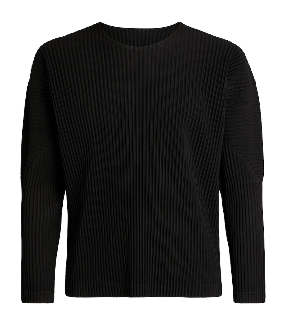 Homme Plissé Issey Miyake Mens Pleated Long-Sleeved Top Black Image 1