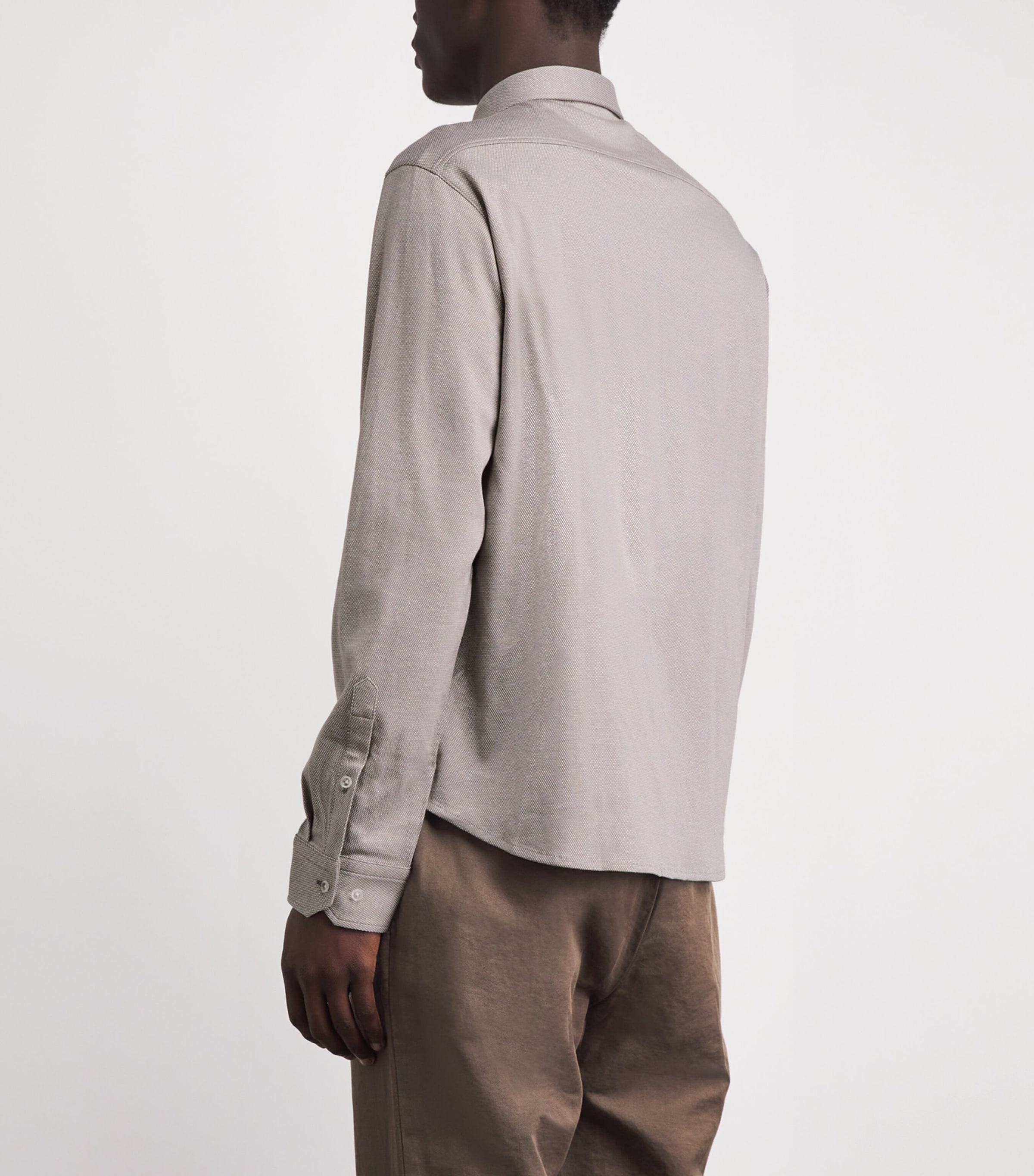 BOSS Mens Cotton Shirt Open Grey Image 5