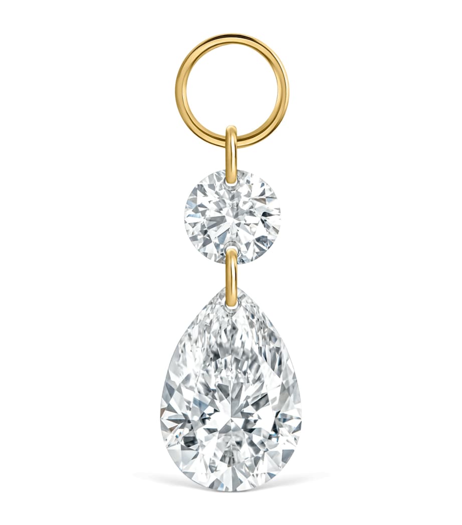 Grand Floating Double Diamond Single Earring YELLOW GOLD Image 1