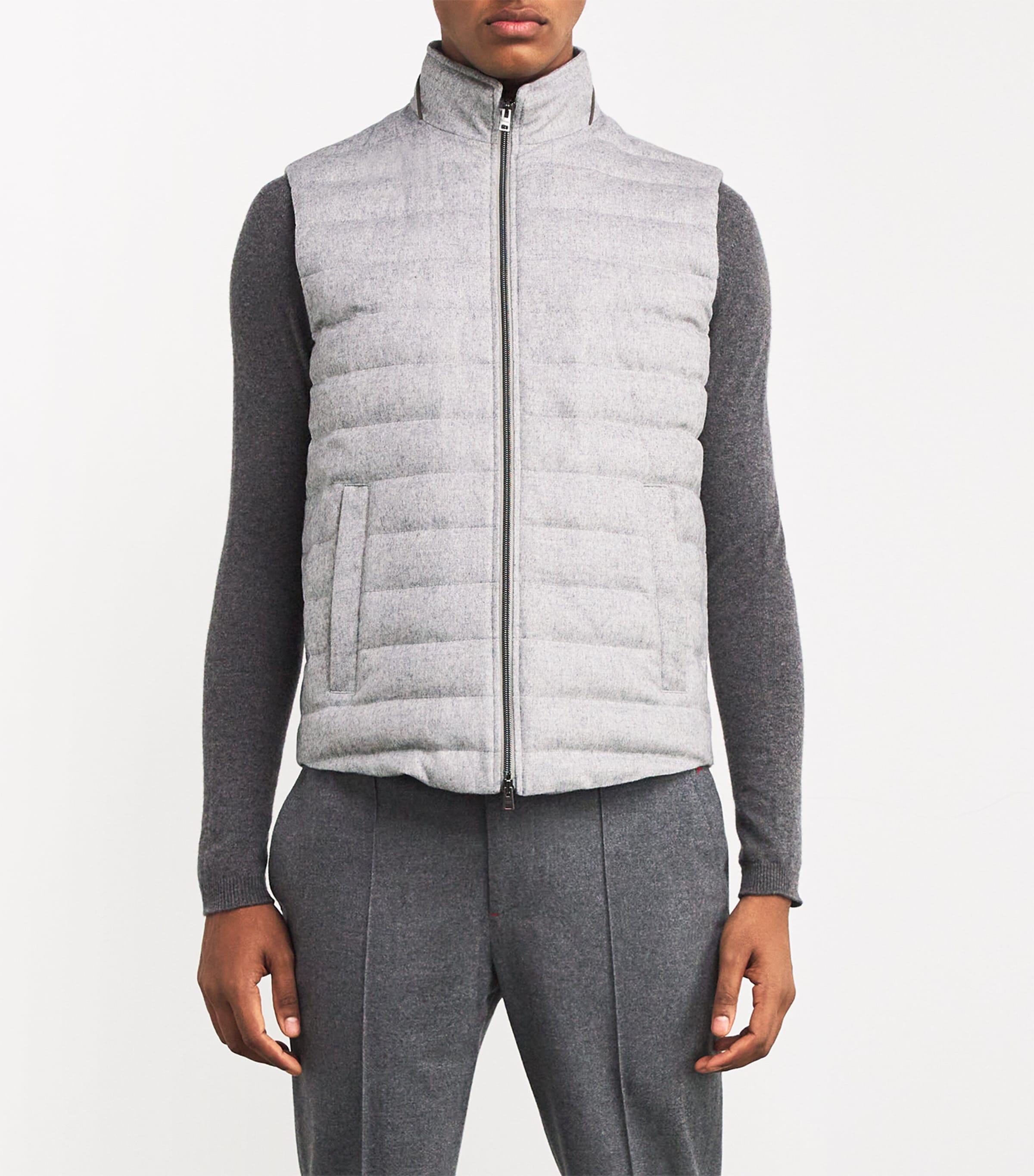 Herno Grey Silk-Cashmere Padded Gilet Harrods ES