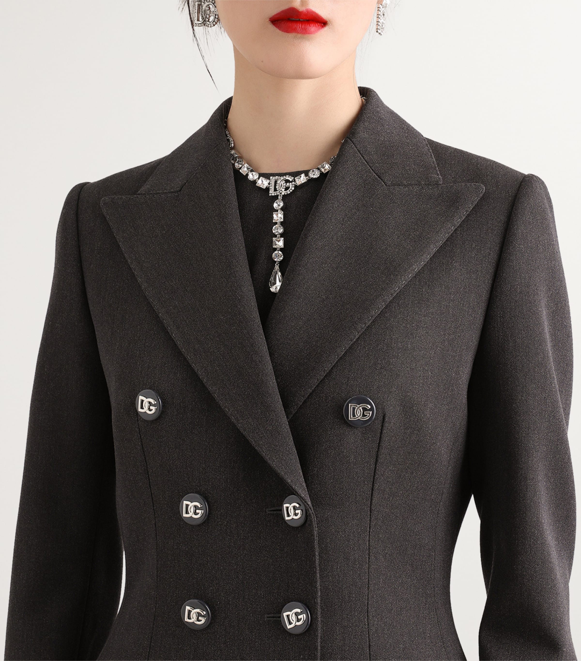 Virgin Wool Logo-Button Overcoat S8290-MELANGE GREY Image 4