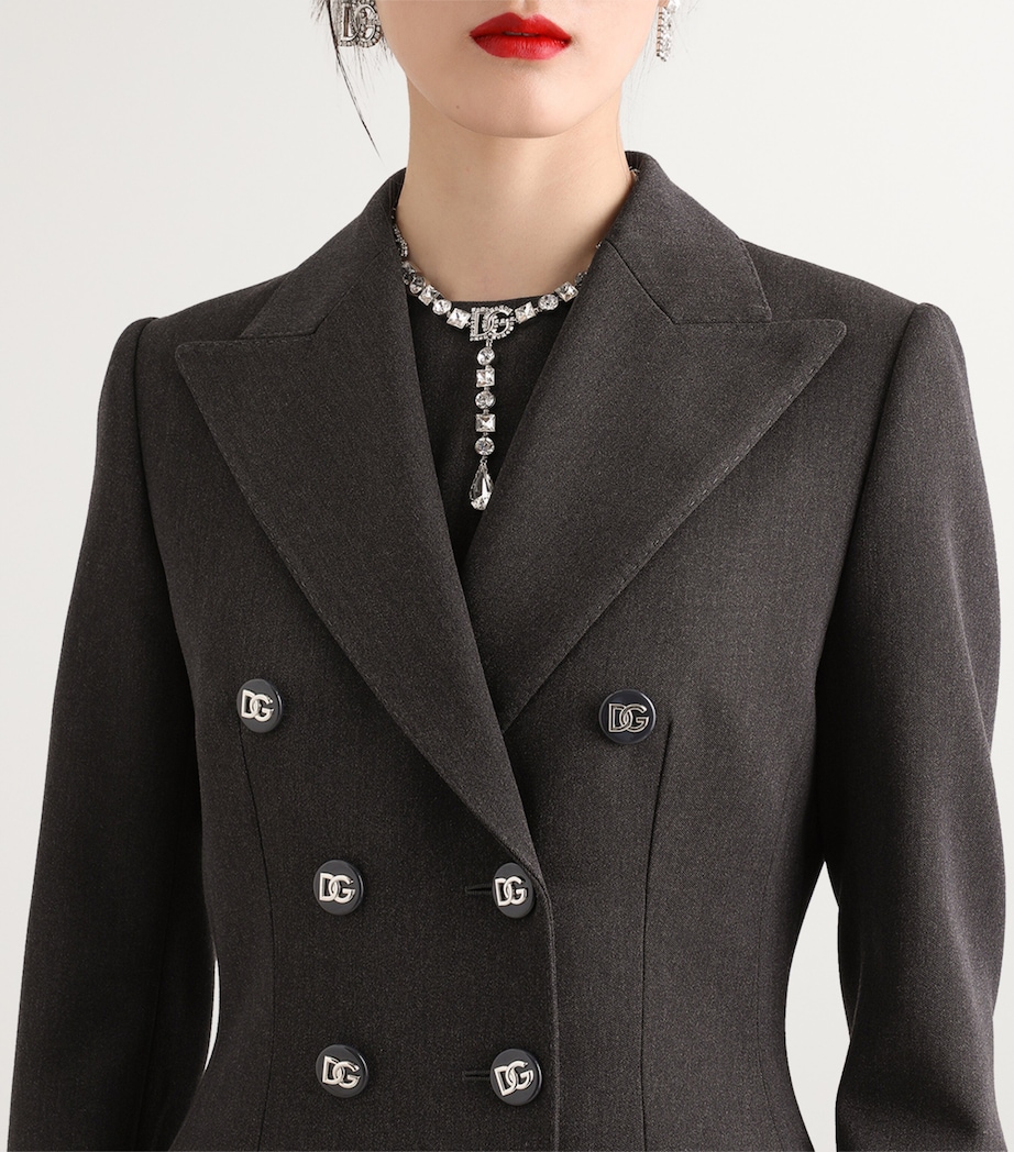 Virgin Wool Logo-Button Overcoat S8290-MELANGE GREY Image 4