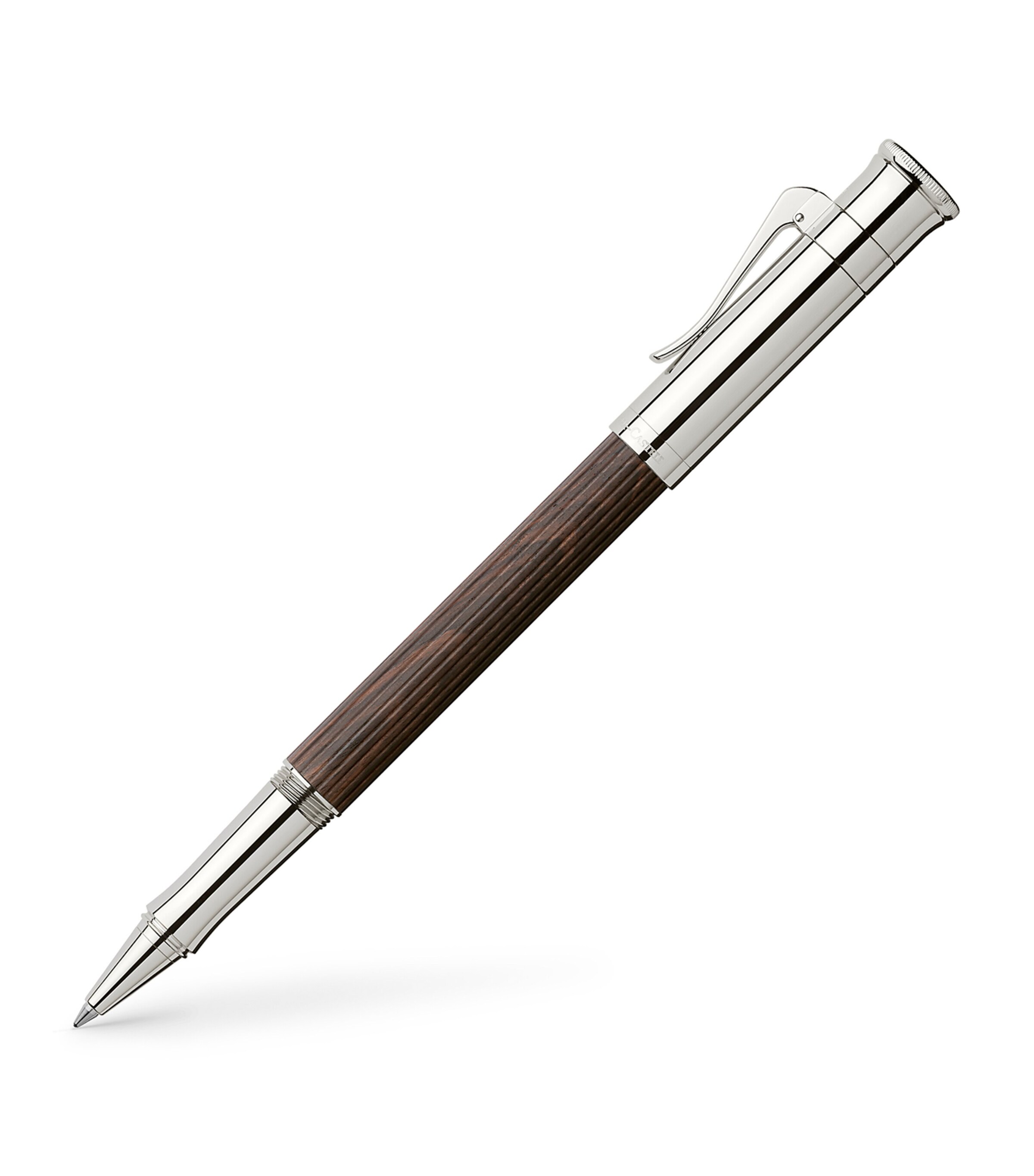 Graf von Faber-Castell Wool and Platinum-Plated Classic Rollerball Pen Dark Brown Wood Image 2