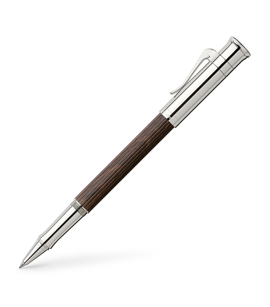 Wool and Platinum-Plated Classic Rollerball Pen DARK-BROWN WOOD Image 2
