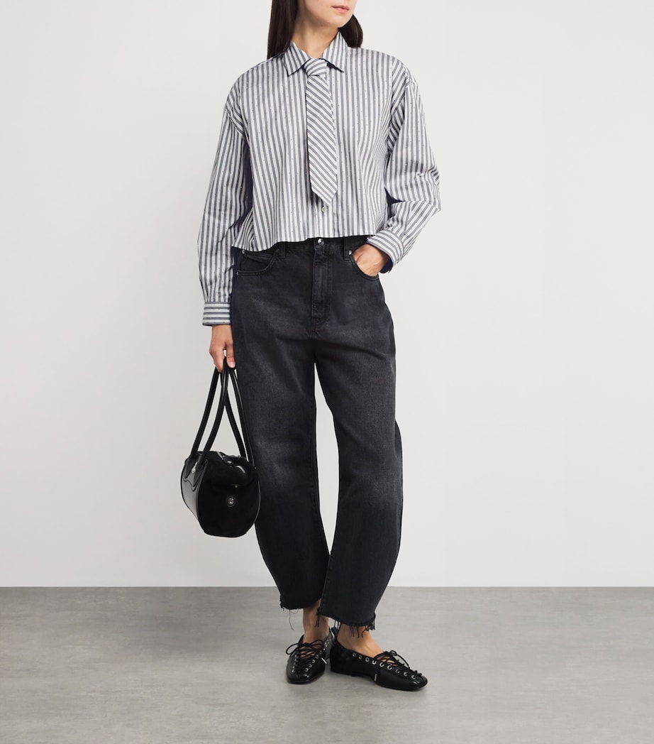 Rhinestone-Embellished Stripe Shirt ECRU STRIPES Image 2