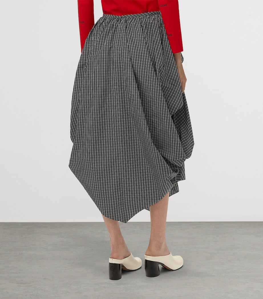 LOEWE Womens Draped Check Midi Skirt Black/white Image 4