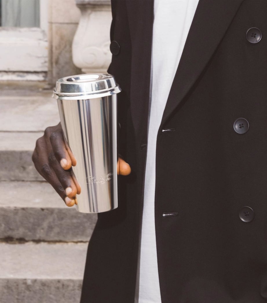 Stainless Steel and Leather Objets Miroir Travel Cup (450ml) SILVER Image 9