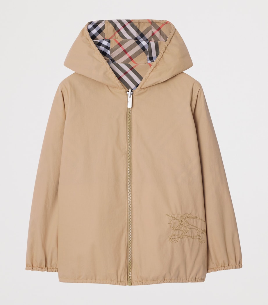 Burberry Kids Reversible Check Hooded Jacket (3-12 Years) Sand Ip Check Image 2