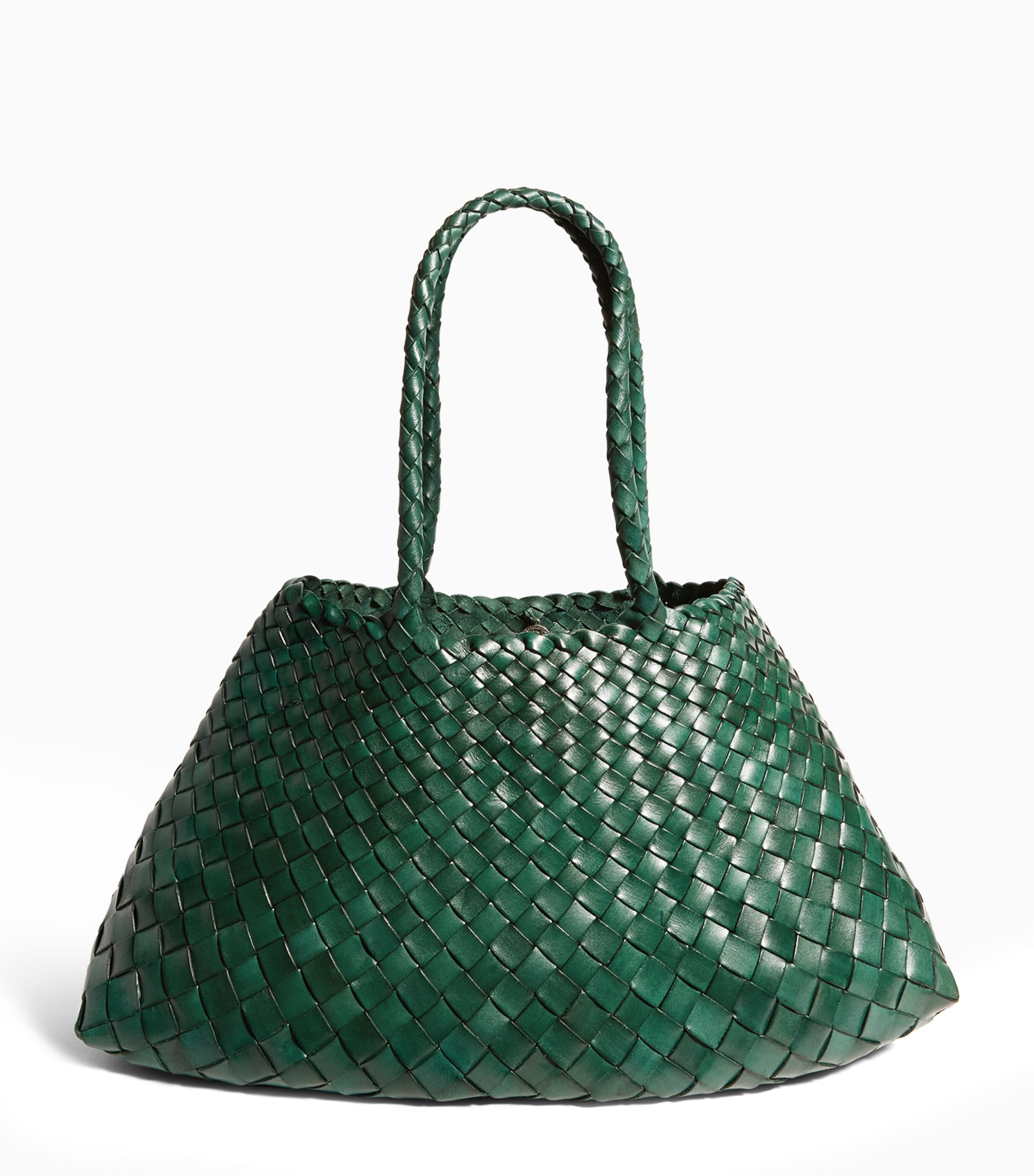 Large Leather Woven Santa Croce Tote Bag FOREST Image 1