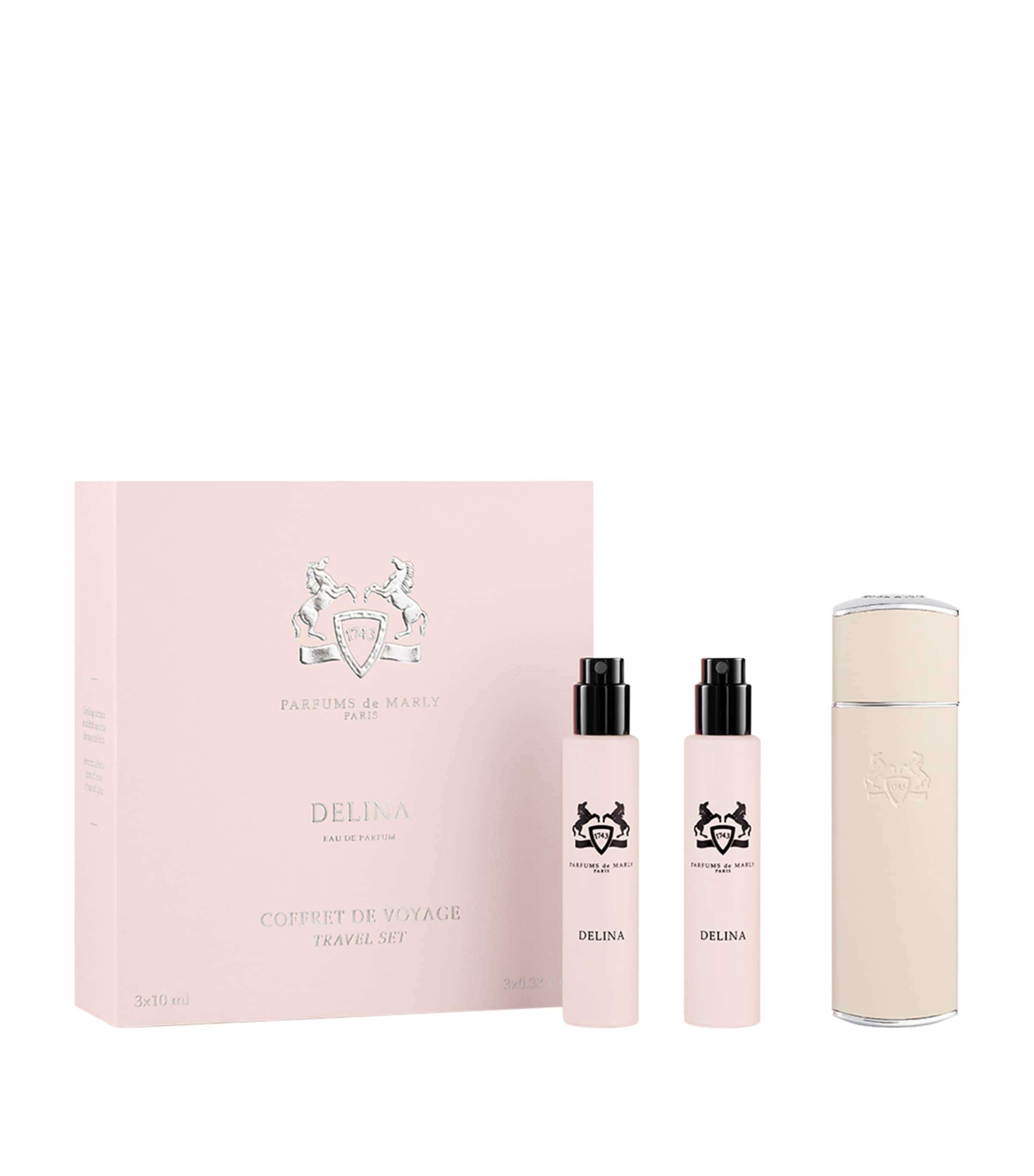 Parfums de Marly Delina Eau De Parfum Sprays and Case Travel Set (3 x 10ml) | Perfume | Womens Perfume | Beauty Gift Sets | Perfume Gift Sets | Womens | Designers | Parfums De Marly