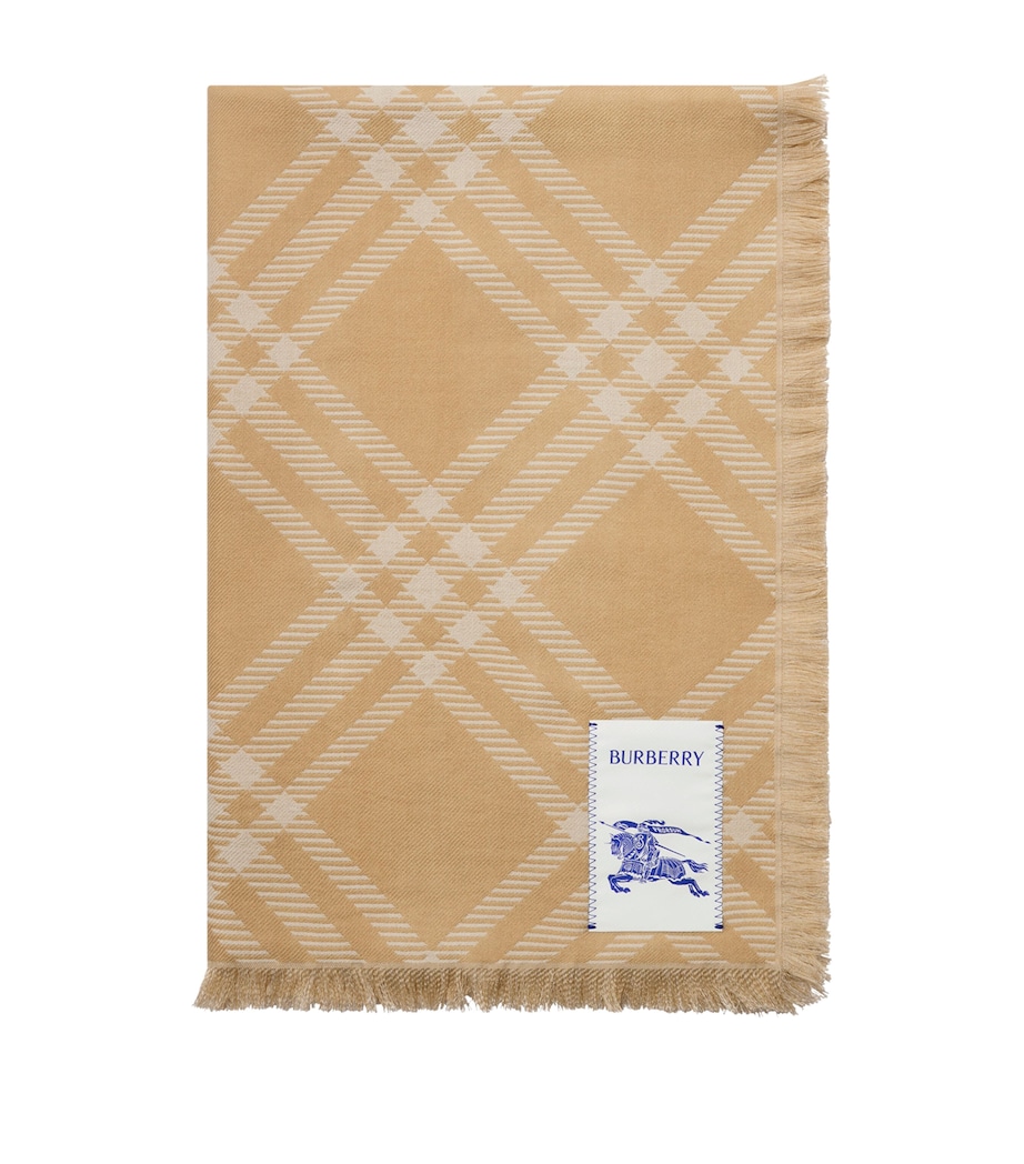 Wool-Silk Wide Check Scarf SAND/ECRU Image 1