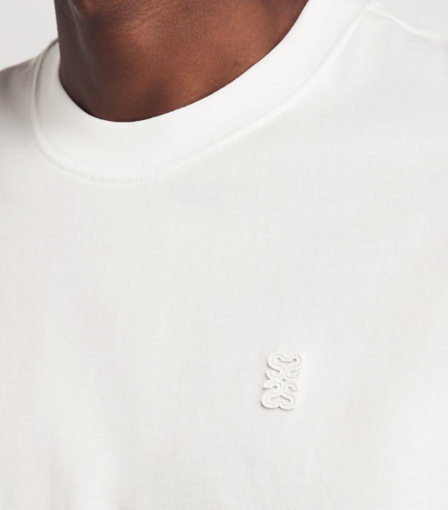 Sandro Paris Mens Cotton Logo-Patch T-Shirt White Image 3