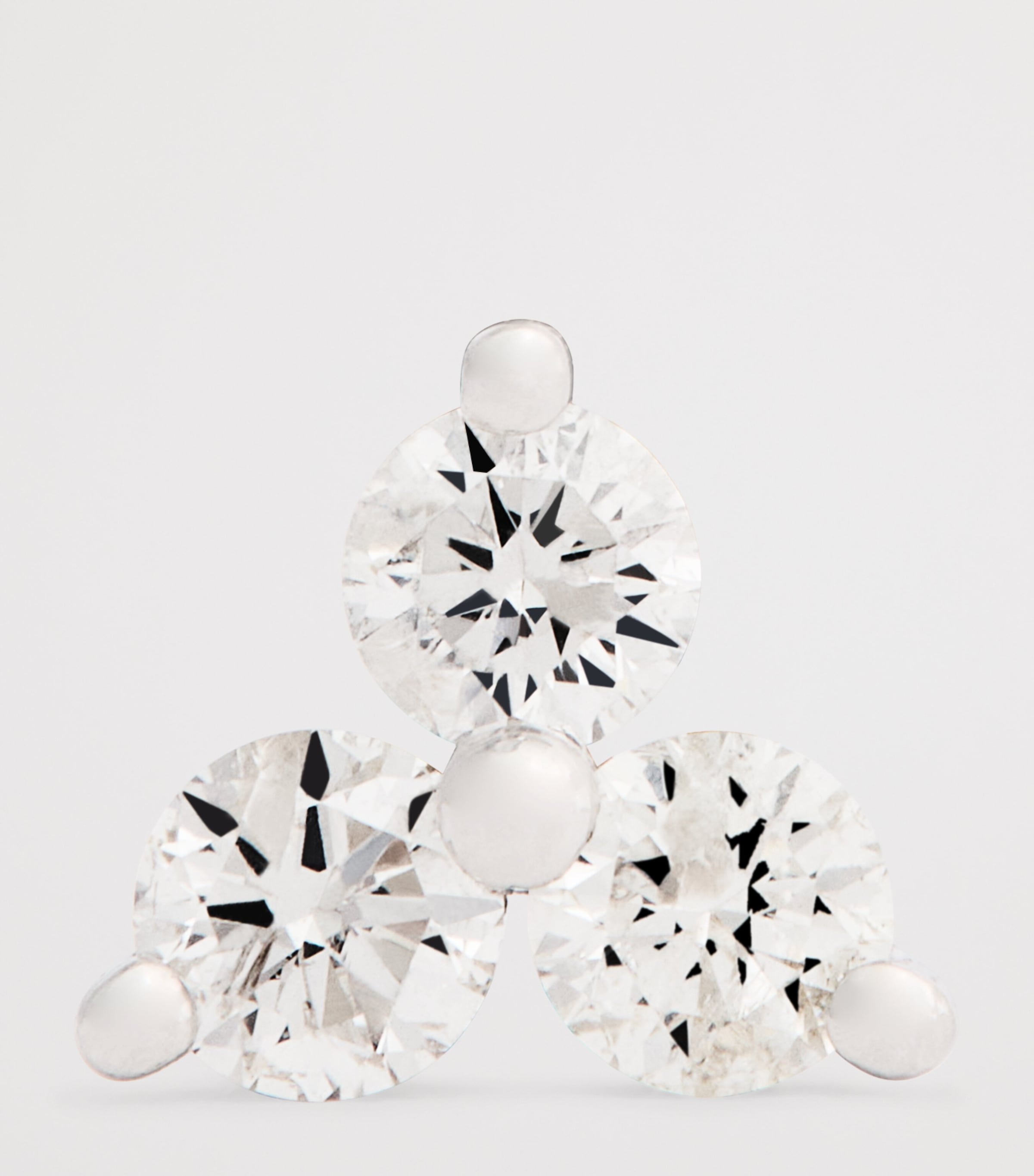 White Gold and Diamond Triangle Single Earring WHITE GOLD Image 3