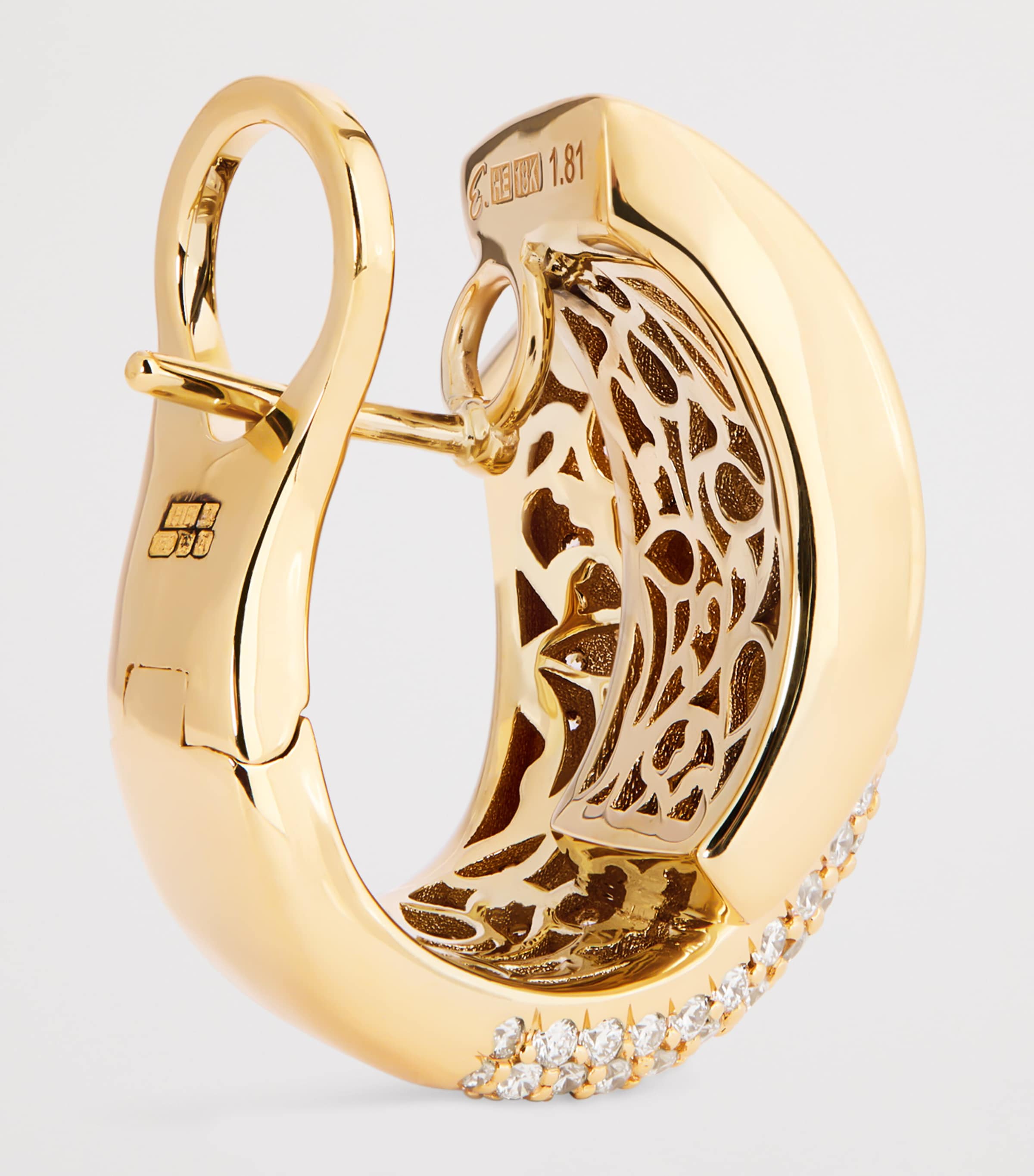 Large Yellow Gold and Diamond Divino Earrings YELLOW GOLD Image 4