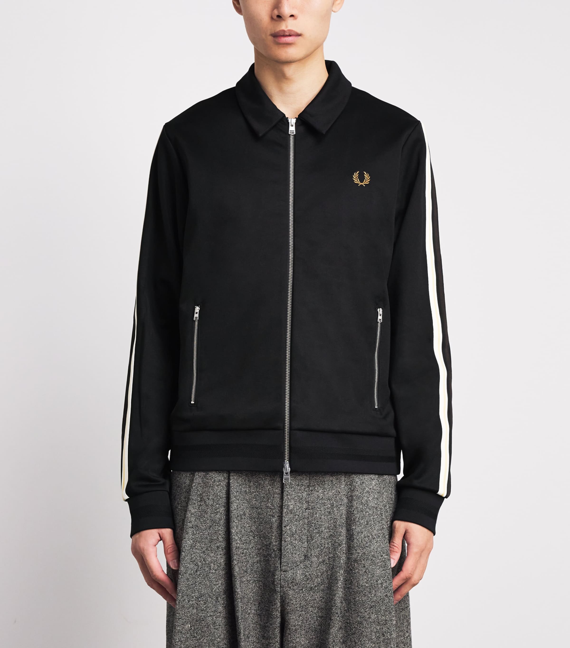Fred Perry Mens Tipped Tape Track Jacket Black Image 4