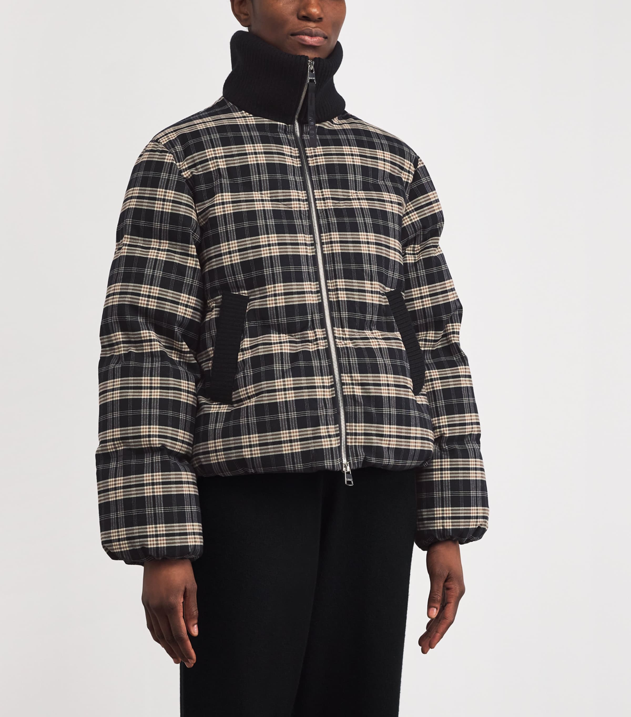 Brushed-Flannel Check Bryony Puffer Jacket NAVY CHECK Image 3
