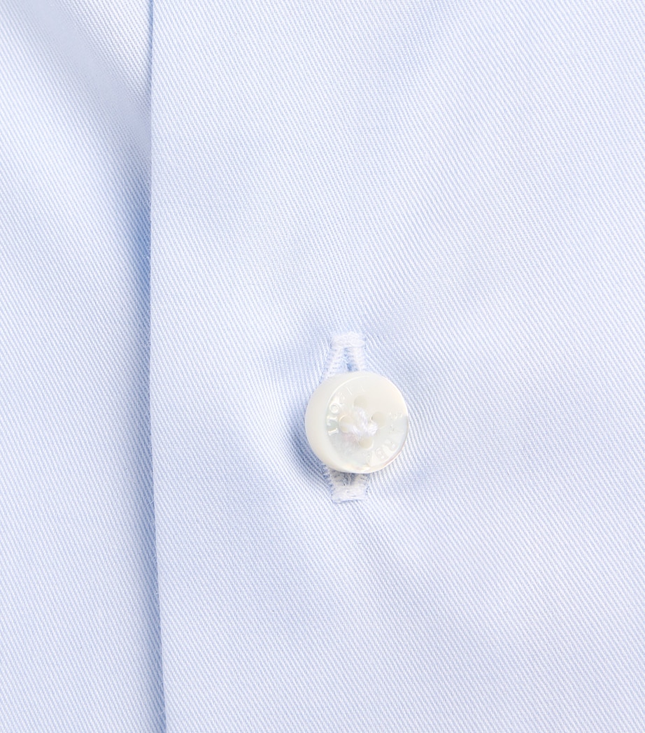 Barba Napoli Mens Cotton Twill Shirt Blue Image 6