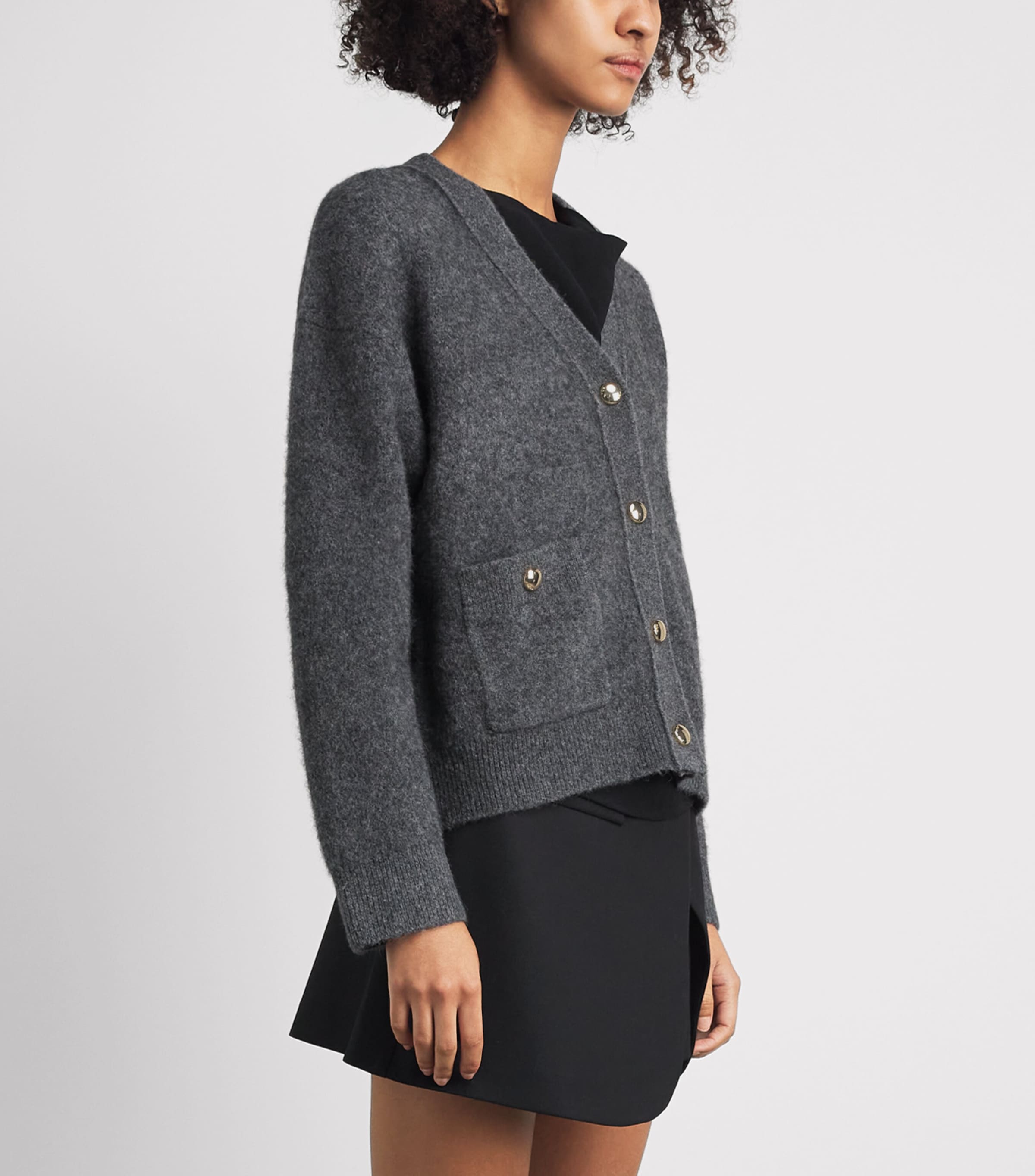 Maje Womens Yak-Blend Cardigan Grey Image 4