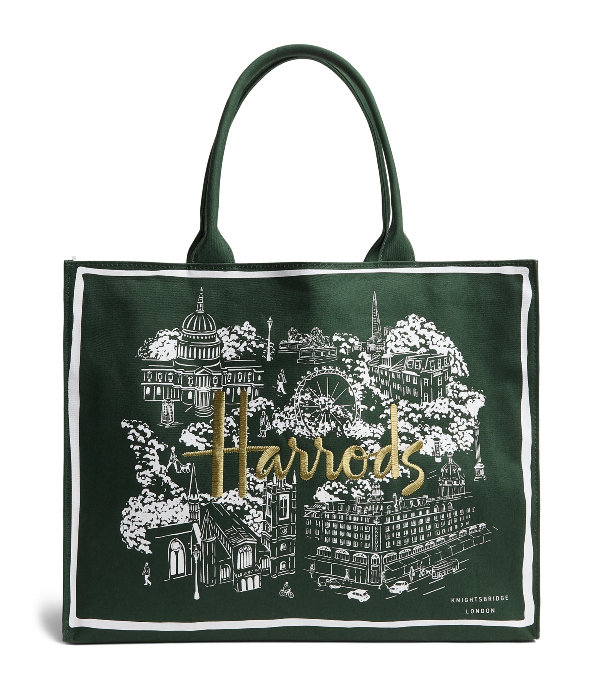 Harrods City Stories Shoulder Tote Bag Green Image 1