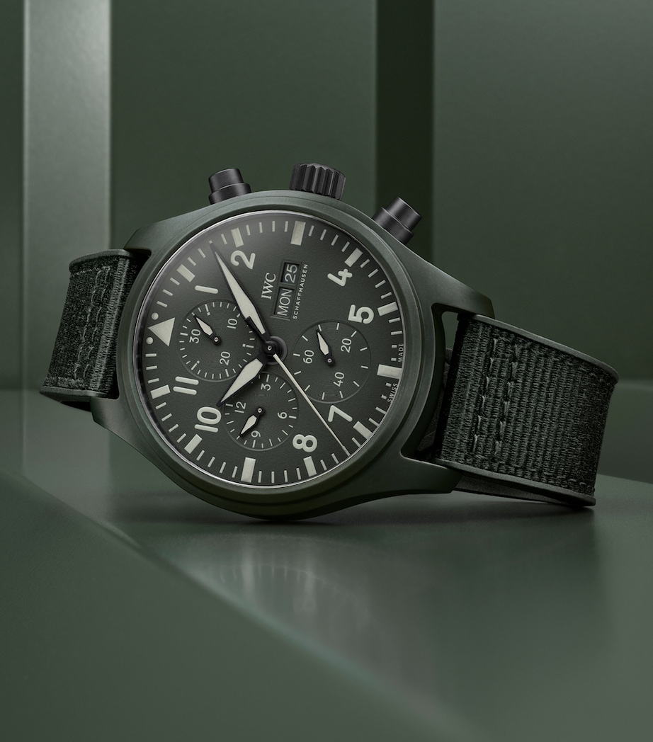 Ceramic Pilot's Chronograph TOP GUN Woodland Watch 44.5mm GREEN Image 4