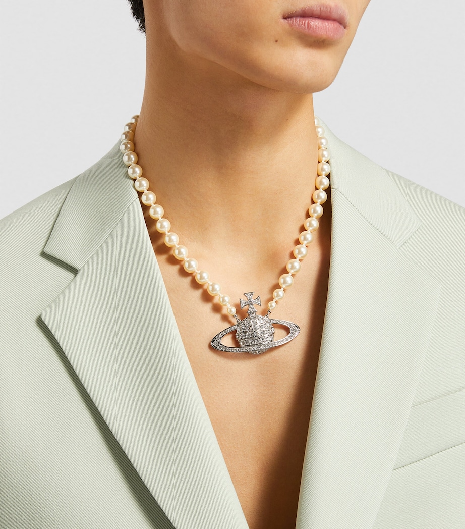 Pearl Bas Relief Necklace P104- PLAT/CRM/CRYST Image 4