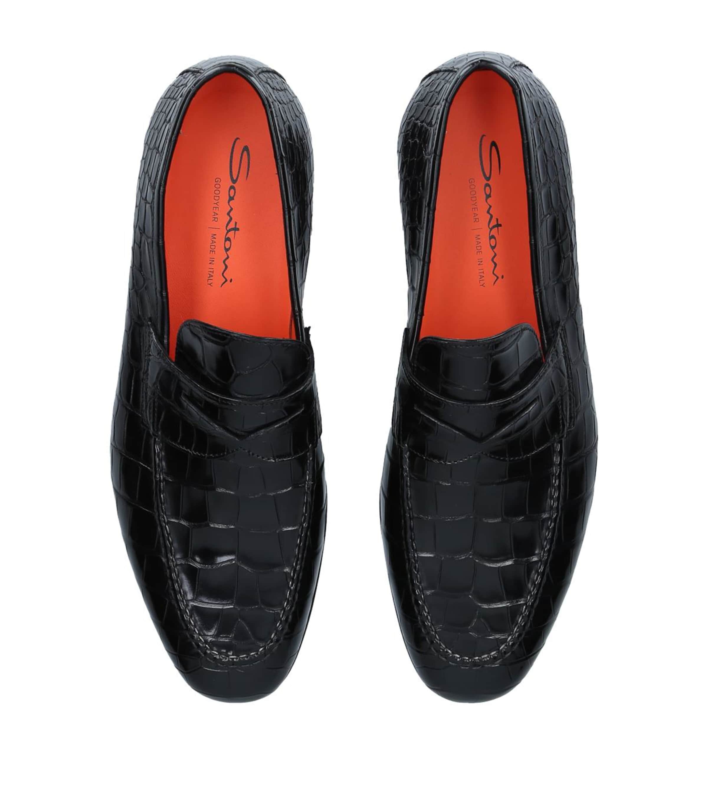 Santoni Alligator Carlos Loafers Black Image 4