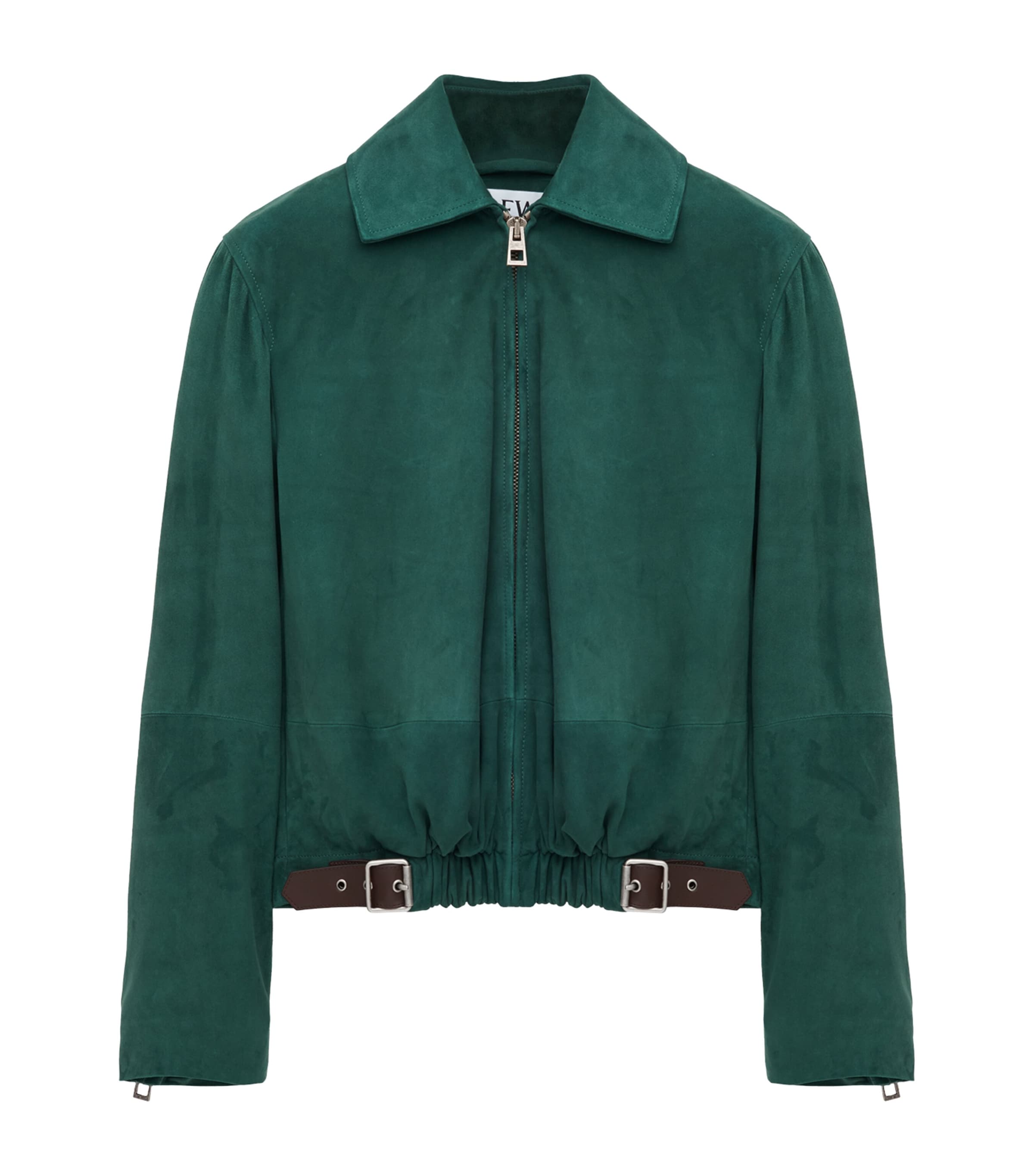 Loewe Womens Green Belted Suede Jacket In Multi