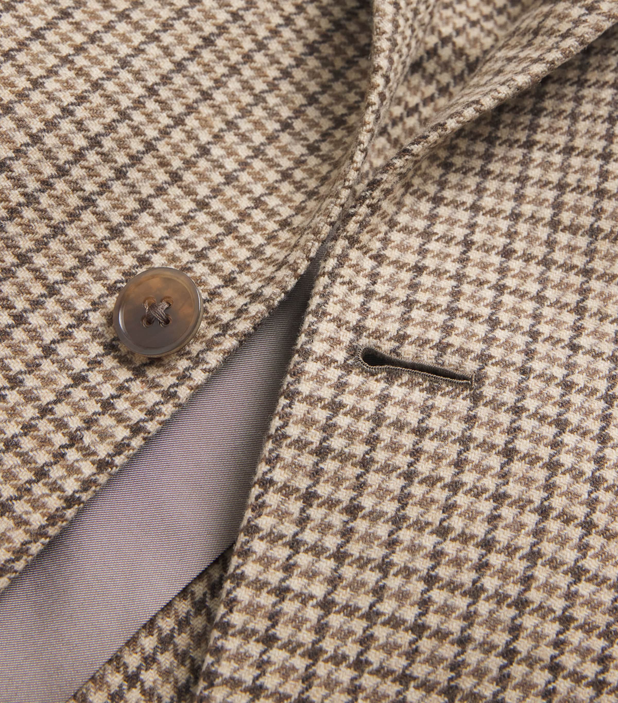 Wool-Cashmere Houndstooth Blazer CHMP/BRN Image 5